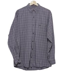 Old River Men's Gray Plaid Button-Down Shirt  Size 15-15.5